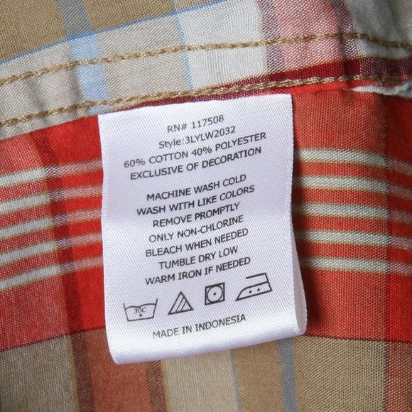 Levis Mens Button Down Plaid Long Sleeve Shirt Size LG - Picture 9 of 10